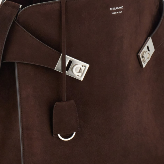 Brown leather Ferragamo hug bag 