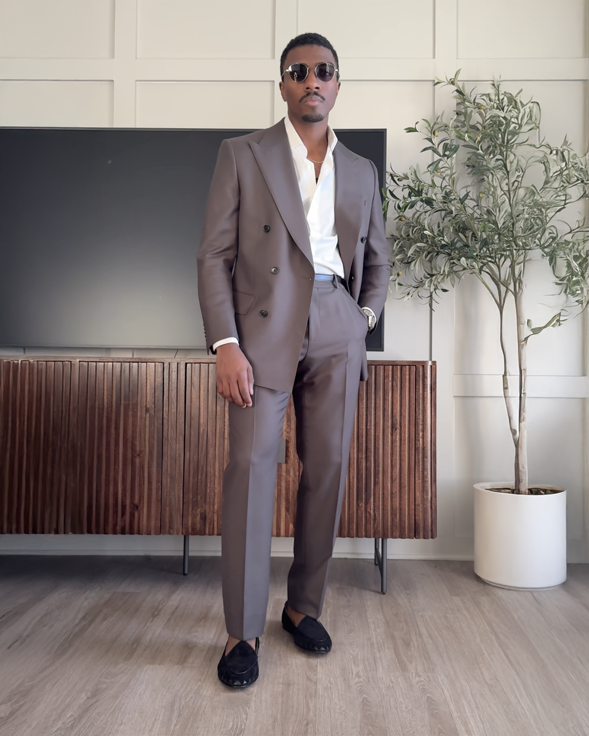 JB Ander Tuxedo Slipper Italian Suede