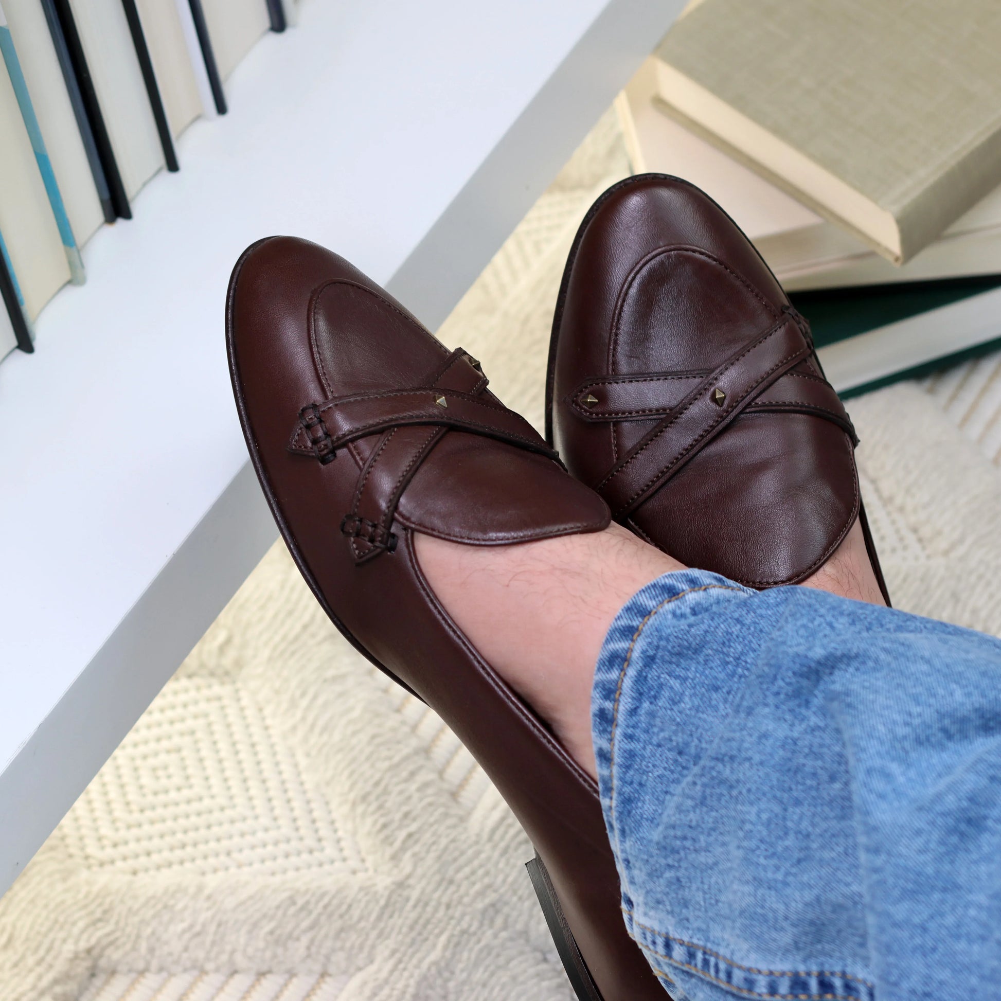 Lincoln Saddle Loafer | Italian Leather Mens Dress Shoe 10 / Chelsea Chestnut Lincoln Saddle Loafer | Italian Leather Mens Dress Shoe 10 / Chelsea Chestnut