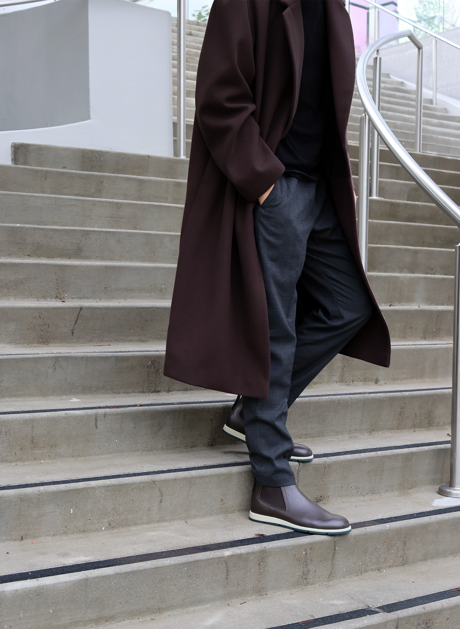 JB Ander Chelsea loafers in brown Italian leather on model