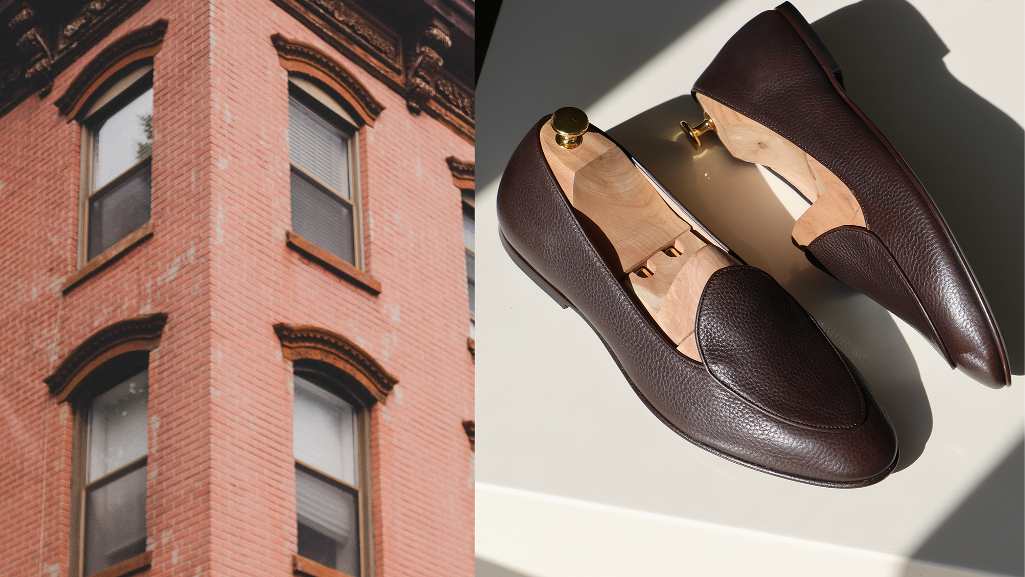 JB Ander Venetian loafers in espresso brown pebbled leather, handcrafted in Italy