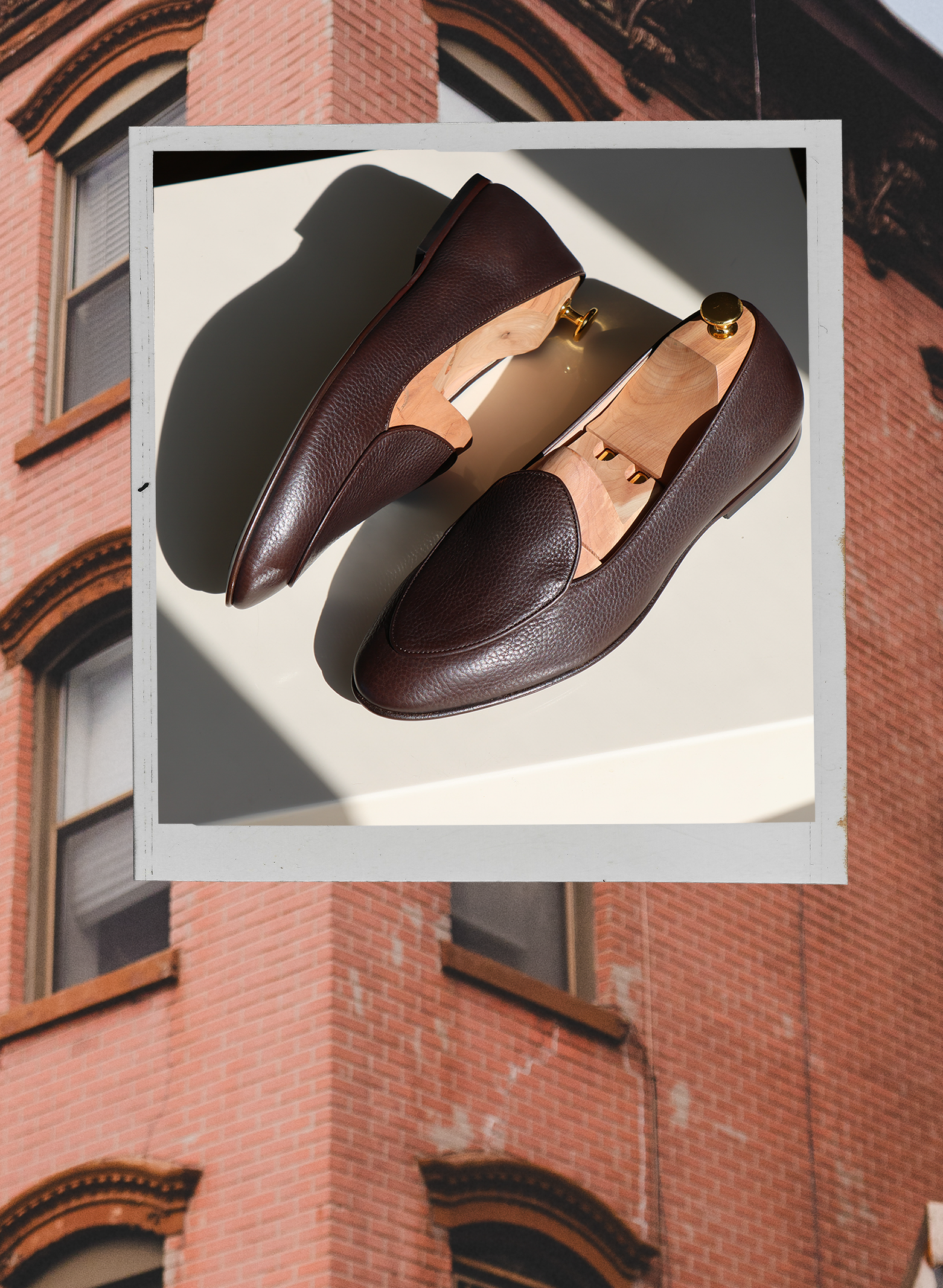 JB Ander Venetian loafers in espresso brown pebbled leather, handcrafted in Italy